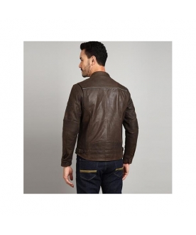 BLOUSON CUIR DT MARRON